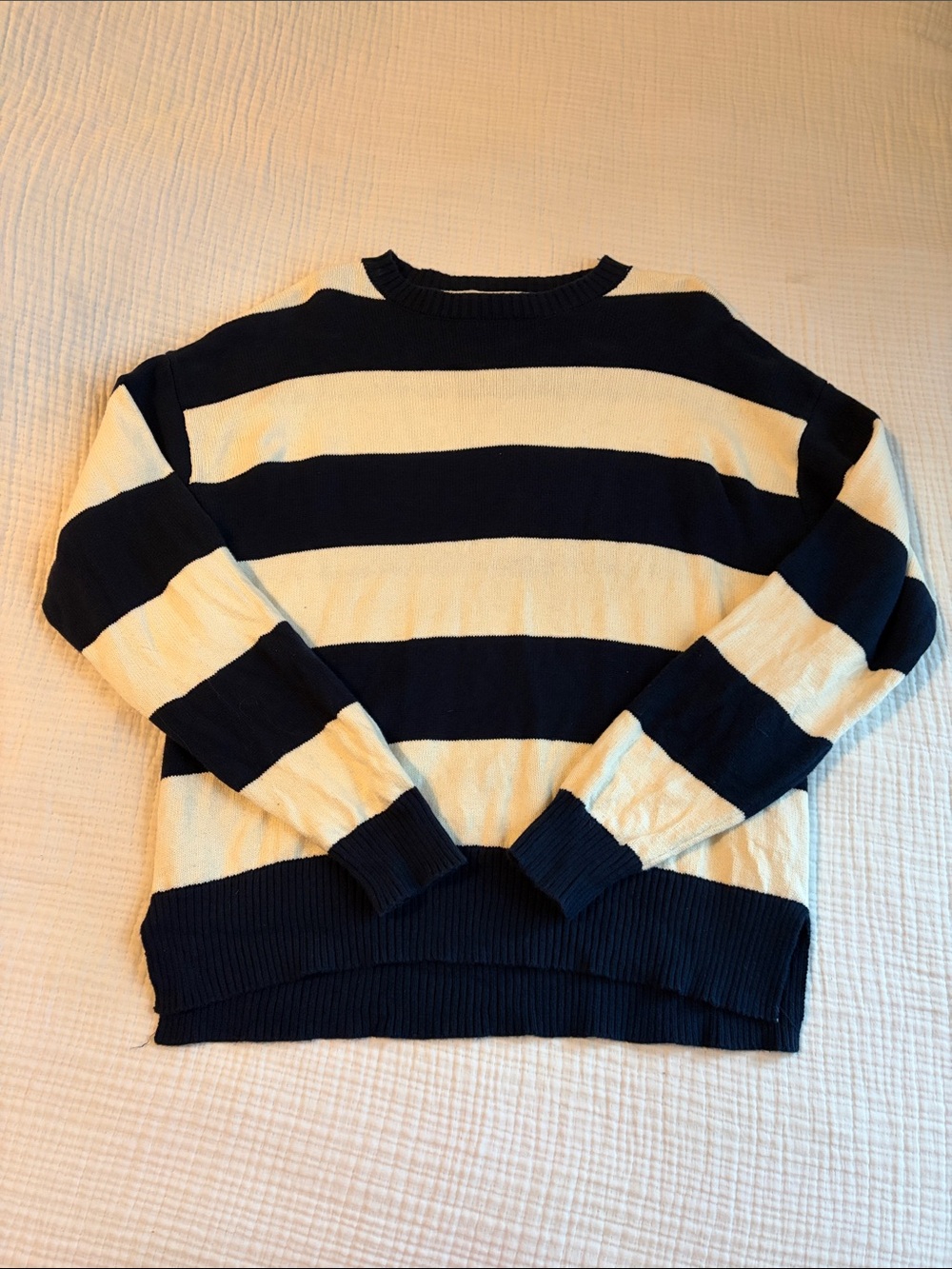 Navy and White Striped Sweater from Edikted